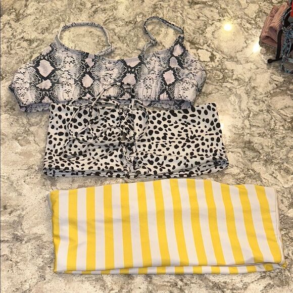 🌞 Bundle of 3 SHEIN Bikini Tops - Sizes L & S - Picture 1 of 9